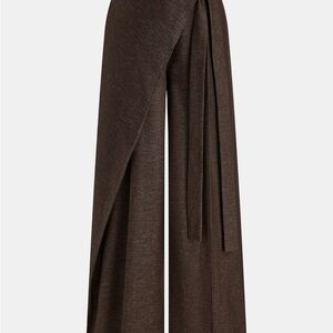 Commense Asymmetric Wrap Wide-Leg Pants Dark Brown